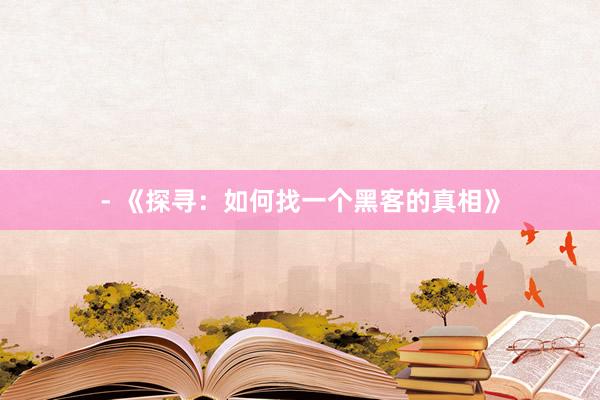 - 《探寻：如何找一个黑客的真相》